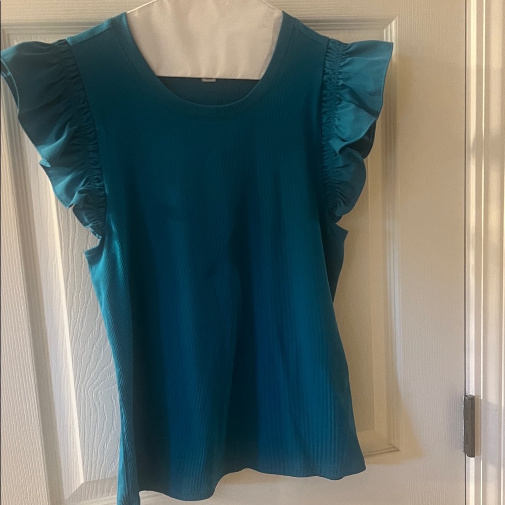 ON Women's Blue Flutter Sleeve Top